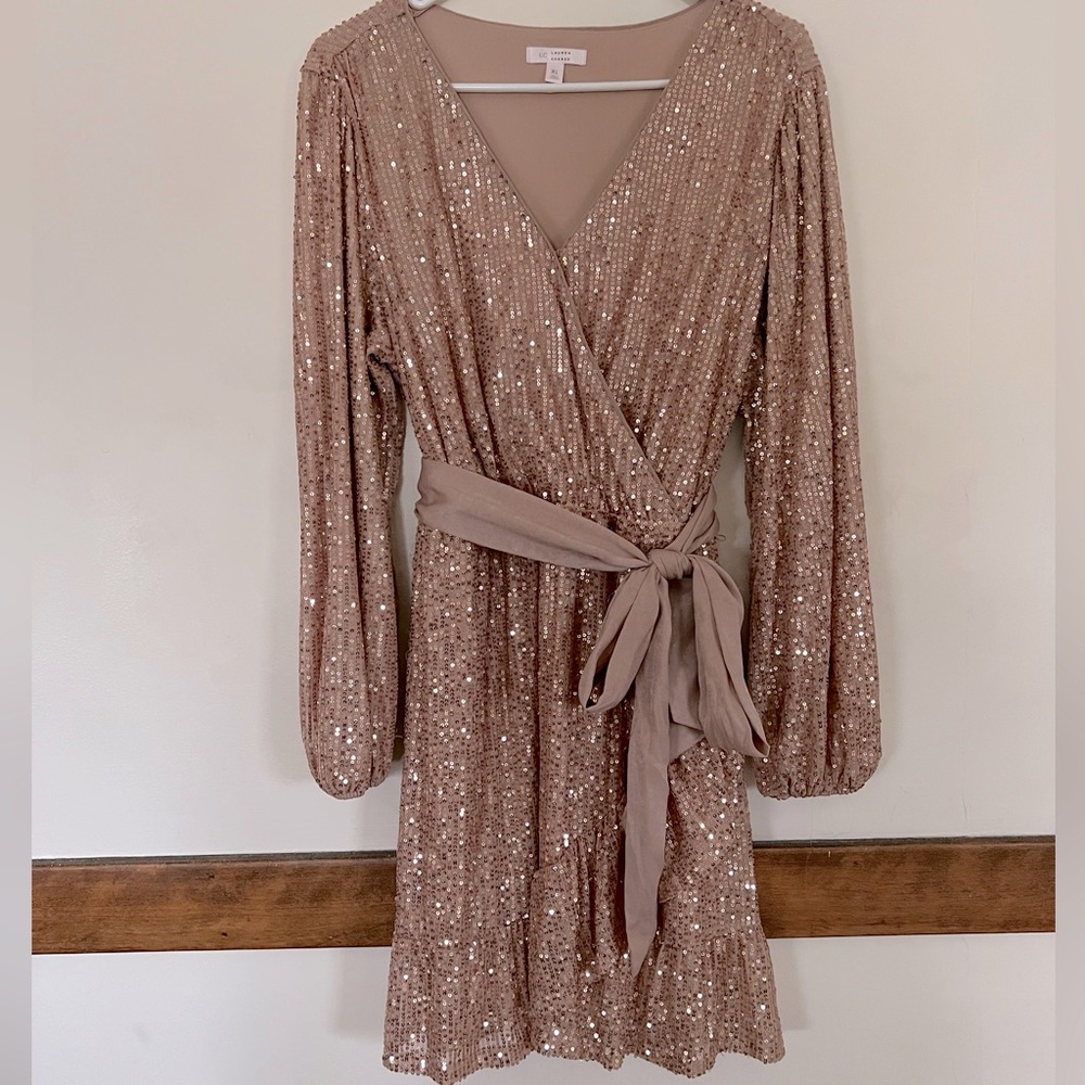 XL Lauren Conrad Tan Sequin Dress